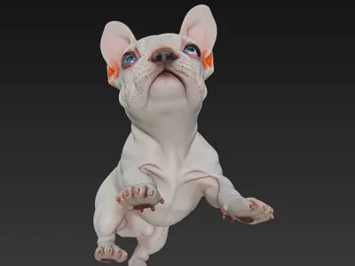 French Bulldog Puppy Dog Realistic 3D Model - Low Poly Realistic Low-poly 3D model