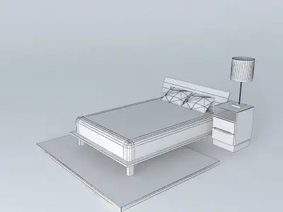 Bed set and rug Free 3D model