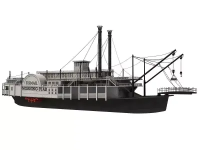 Paddle Steamer River Boat 3D model
