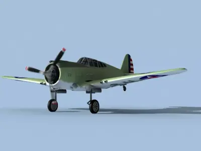 Curtiss P-36C Hawk V06 USAAF 3D model