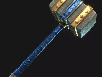 Stylized War Hammer - Game Ready Low-poly 3D model