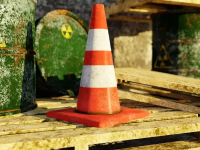 Triple Pack II pallet II barrel II traffic cone II by mkaplunow Low-poly 3D model