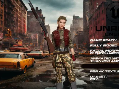 Zombie Hunter full rigged - game ready - animated Low-poly 3D model