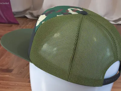 Seven Panel Trucker Hat Camouflage 3D model