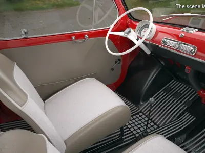 Fiat 600 Retro Coupe Red 3D model