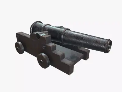 Medieval Cannon V04 Old Low-poly 3D model