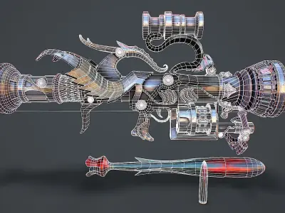 Fantasy rifle Low-poly 3D model