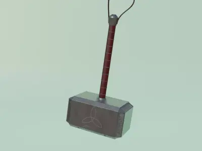 Mjolnir Thor Hammer 3D Model low poly Free low-poly 3D model