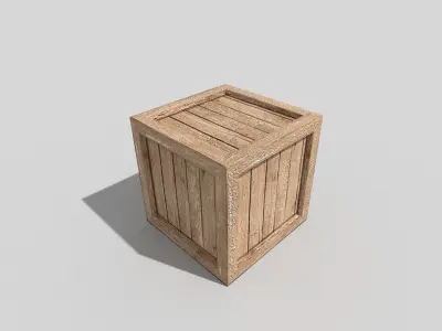 low poly wooden box Low-poly 3D model