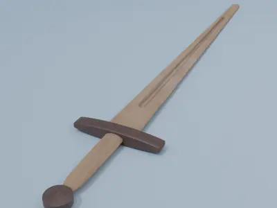 Wooden sword Free low-poly 3D model