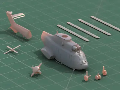 AS532 Cougar Military Helicopter 3D Print Model Kit 3D print model