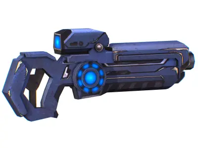 Assault rifle of the future weapon gun Nuff barrel blaster laser Low-poly 3D model