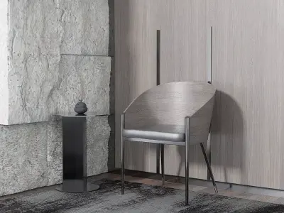 Living Room Set with Chair - Rock Wall - Coffee Table Free 3D model
