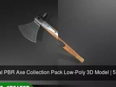 Medieval PBR Axe Collection Pack Low-Poly 3D Model 