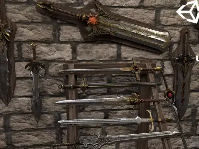 Sword Fantasy Low-poly 3D model Low-poly 3D model