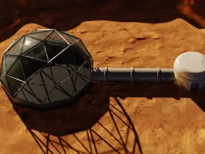 Mars base Low-poly 3D model 6