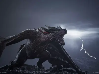 Wyvern Dragon - Fire wyvern dragon and Ice wyvern dragon Low-poly 3D model