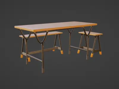 Outdoor table picnic Free low-poly 3D model
