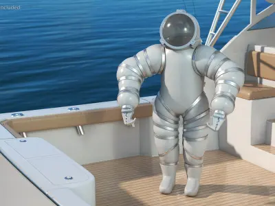 Atmospheric Diving Suit White Rigged for Maya 3D model