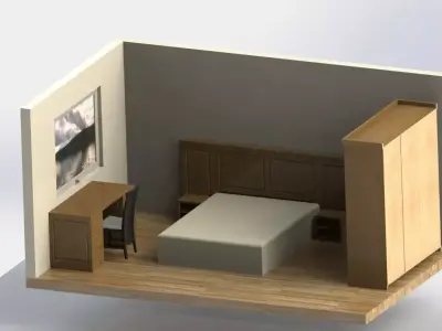 oak bedroom Free 3D model