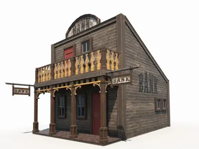 Western Bank Low Poly PBR Low-poly 3D model