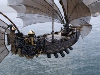 Fantasy Flying Ship 3D model