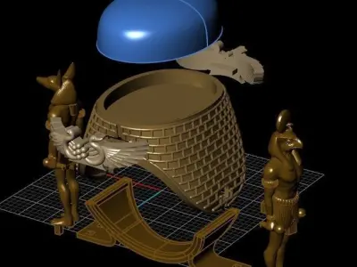 Anubis and Horus Pharaonic ring 3D print model