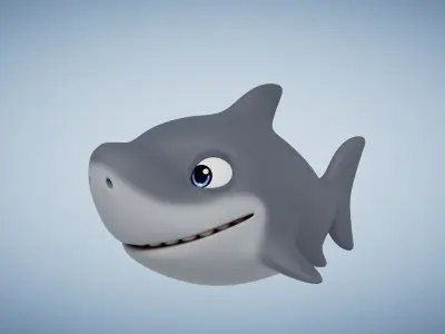 Rigged Cartoon Shark Low-poly 3D model