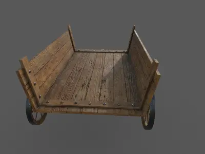 Low-poly wooden wagon 3D model Low-poly 3D model