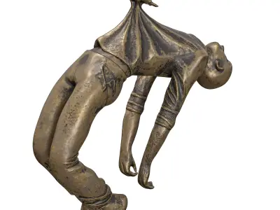 Dynamic Dancing Figure with Bird Sculpture 3D model