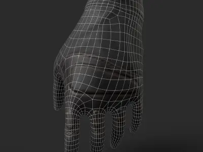 Military Gloves Low Poly Baked Low-poly 3D model