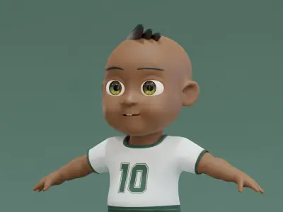 3D Kid Character Rigged Textured Low-poly 3D model