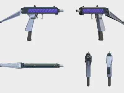 miniuzi gun with handle Low-poly 3D model