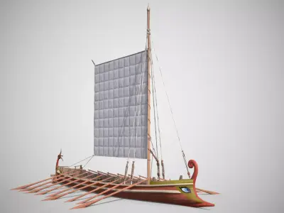 Imperial Roman Warship 100 AD Low-poly 3D model
