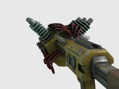 Low-Poly Tesla Rifle With PBR Materials Low-poly 3D model