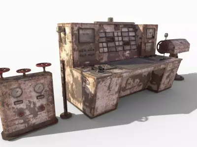 Abandoned  Powerplant Control Panel Group 3D model