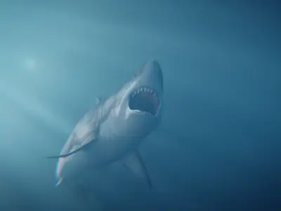 White Shark rigged and animated Blender3D Low-poly 3D model