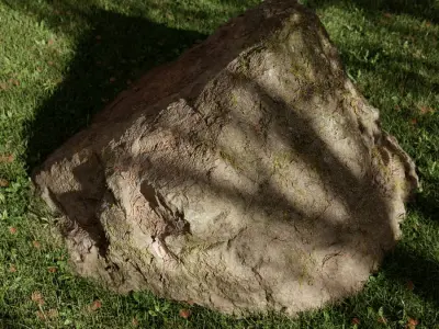  Warm Toned Mossy Jagged Large Rock Boulder Model 