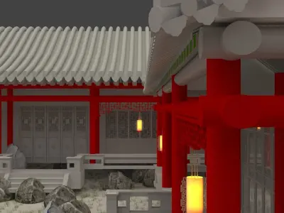 Chinese ancient courtyard house 3D model