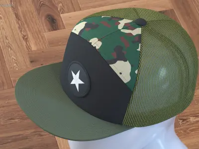 Seven Panel Trucker Hat Camouflage 3D model