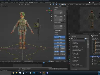 Cartoon Soldier Man Army Military Character  Rigged Low-poly 3D model