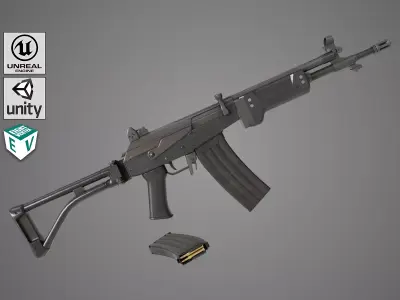 Machine Gun 13 Metal All PBR Unity UE Textures Low-poly 3D model