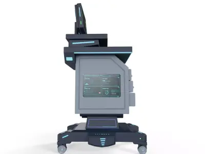 Sci-Fi Medical Monitor Cart Low-poly 3D model