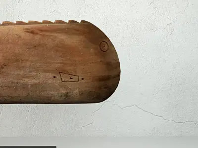 Antique Hand Carved Wooden Fish Sculpture 3D model