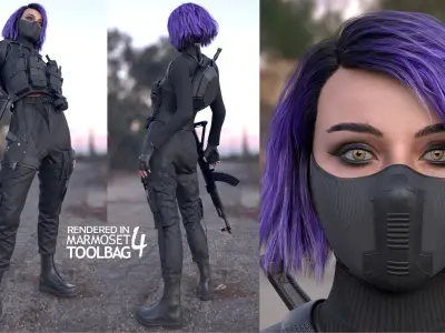 Realistic 3D model of Man - Military Woman - Modular - Rigged  Low-poly 3D model