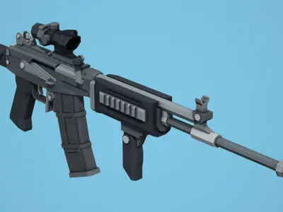 Galil Tactical - Low Poly Mobile Ready Low-poly 3D model