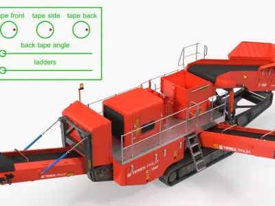 Terex Finlay C1540 Cone Crusher Dual Power Machine Rigged 3D model