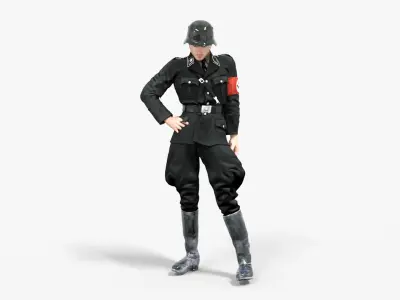 German SS Black Uniform WWII  Low-poly 3D model