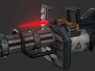 Stylized minigun Low-poly 3D model