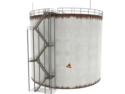 Oil Tank - Silo Low-poly 3D model